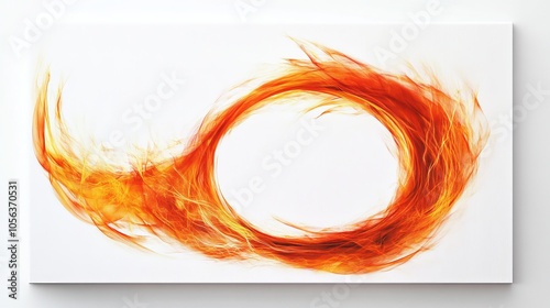 Clean white canvas displaying a vivid, circular fiery energy design with radiant flames and smooth lines, creating an energetic and striking visual photo