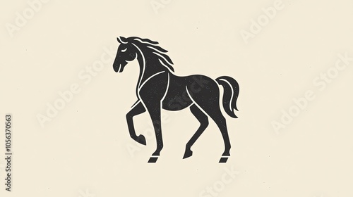 A stylized black horse illustration on a light background. photo