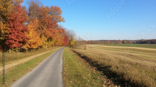 Scenic Autumn Pathway Through Colorful Trees