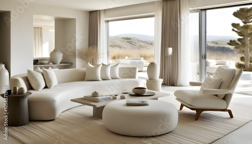 Cozy reading nook with an elegant wingback chair and fluffy pillows in a luxurious setting