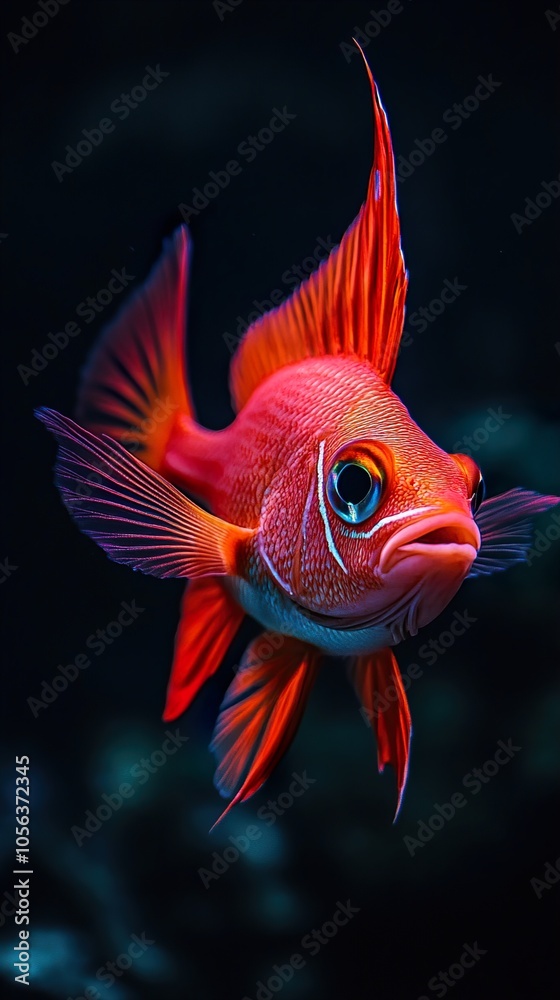 Fototapeta premium Vibrant Red Fish in Underwater Paradise