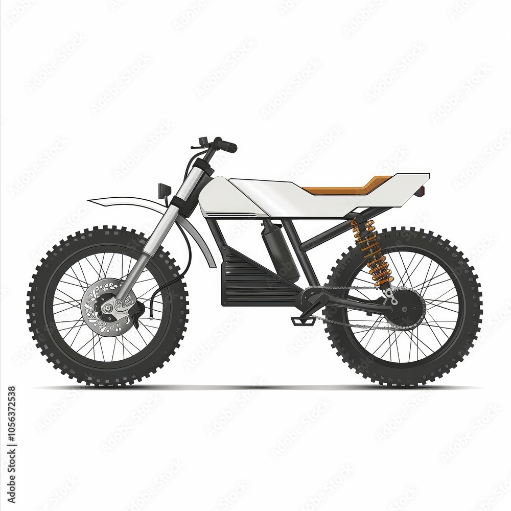 Fototapeta premium White Electric Dirt Bike Motorcycle Design Illustration