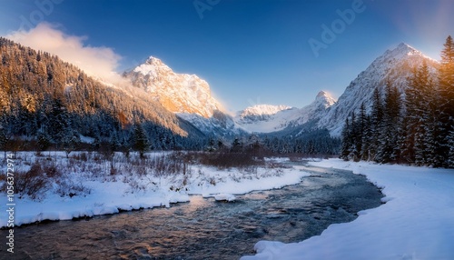 Wallpaper Mural Snowy Winter Mountain Landscape Torontodigital.ca