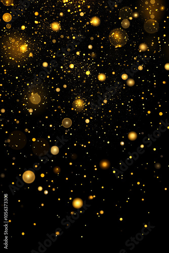 Golden Bokeh Lights Background with Sparkling Particles for Festive Celebrations, Warm Atmosphere, and Elegant Designs - Perfect for Holiday and Event-Themed Projects with Copy Space