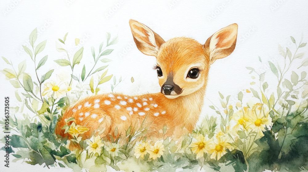 Cute little deer in the grass
