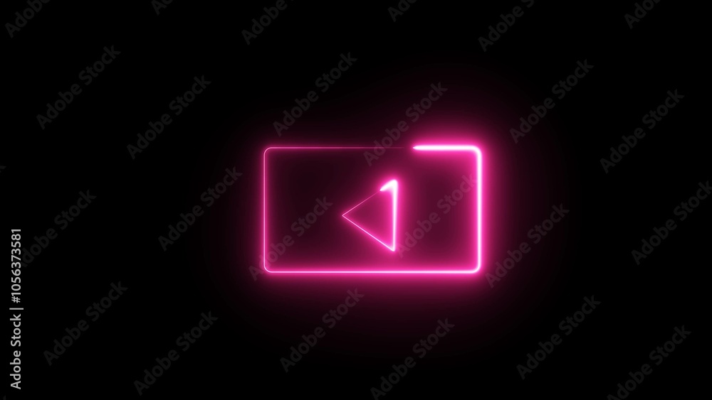 Neon shine play button symble. Neon media player button icon on the black background. Neon shine play button symble. Neon media player button icon on the black background.