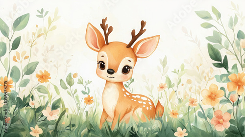 Cute little deer in the grass