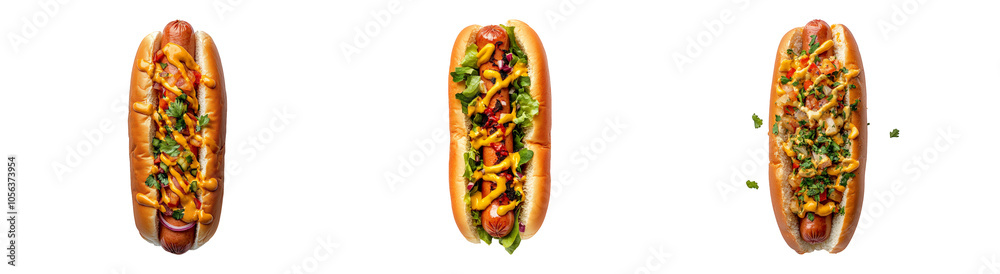 Delicious Hot Dogs on Transparent Background Delicious Hot Dogs on Transparent Background