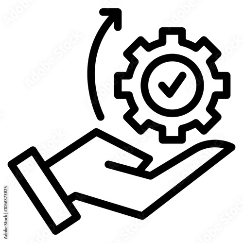 Hand holding gear icon. Vector illustration