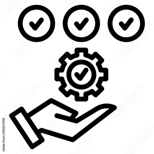 Hand holding gear icon. Vector illustration