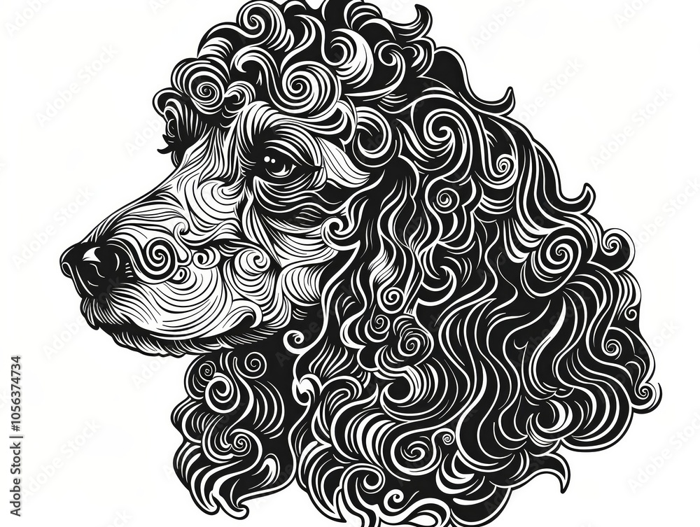 Poodle Dog Head Silhouette Abstract Illustration Poodle Dog Head Silhouette Abstract Illustration