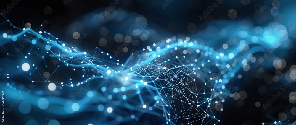 Abstract Tech Background with Blue Digital Connections and Points Abstract Tech Background with Blue Digital Connections and Points