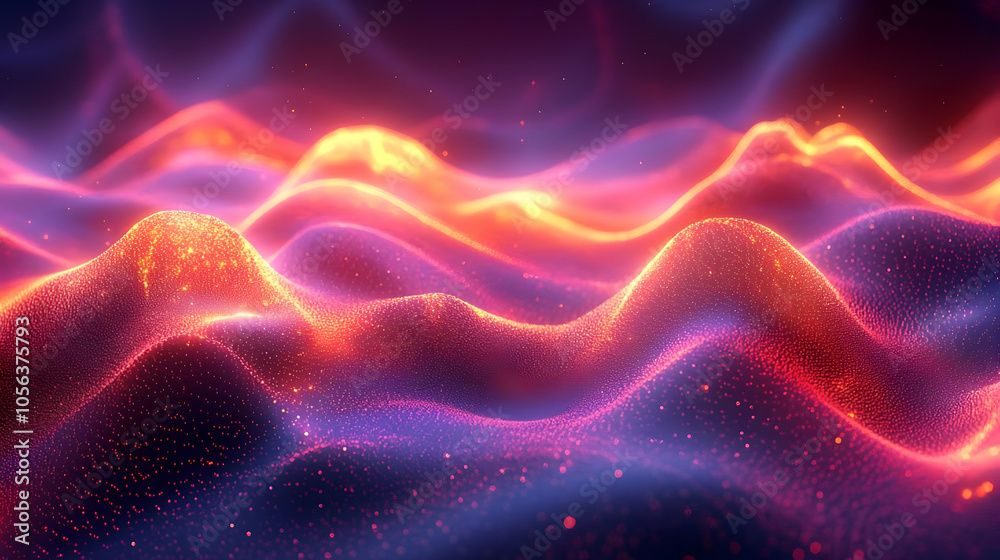 Abstract Background with Wavy Glowing Particles Abstract Background with Wavy Glowing Particles