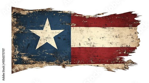 A weathered Texas flag with a rustic, vintage appearance.