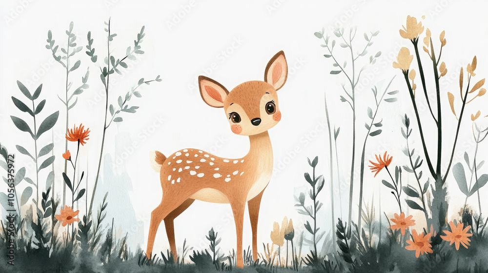 Cute little deer in the grass Cute little deer in the grass