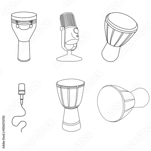 djembe traditional vector il;ustration bundlin music outline