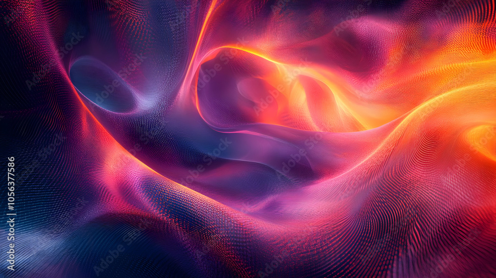Abstract Background with Wavy Lines and Glowing Light