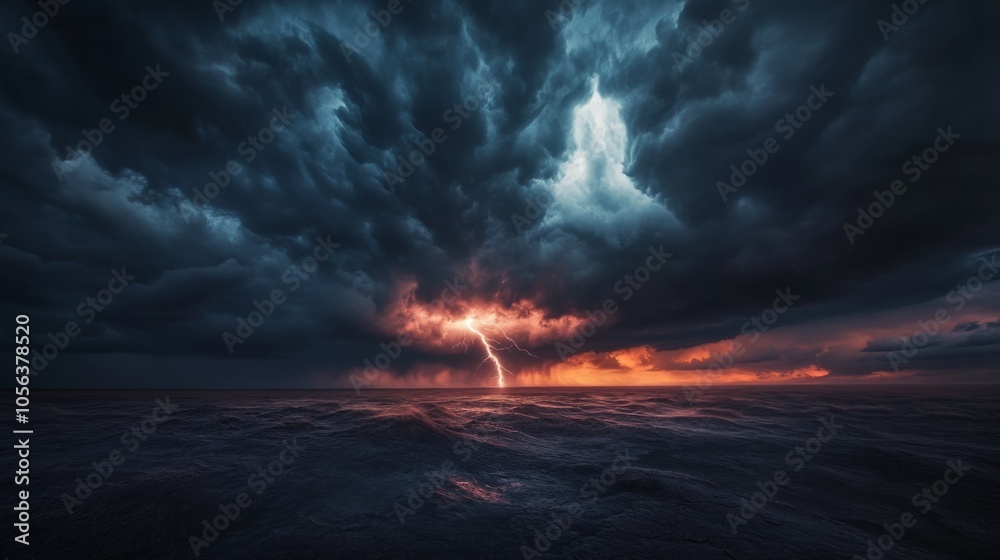 Obraz premium Dark clouds gathering over a windswept plain, generative ai