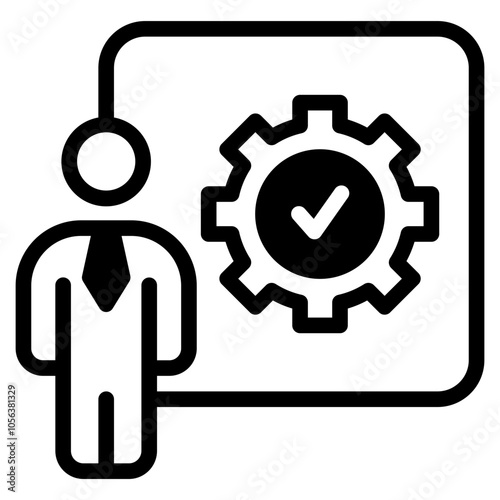 Man with gear icon. Man and cog sign. Vector illustration.