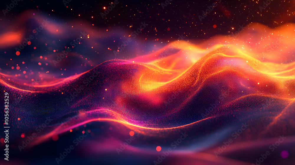Abstract 3D Background - Red and Orange Gradient with Glowing Particles Abstract 3D Background - Red and Orange Gradient with Glowing Particles