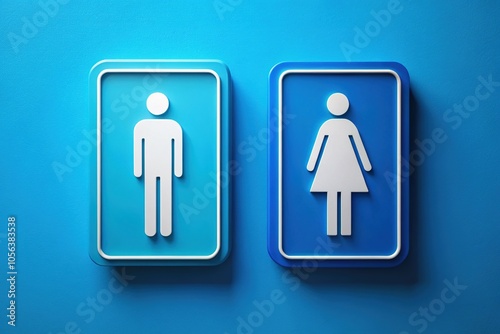 Blue Background Toilet Signs - Restroom Symbols for Men and Women