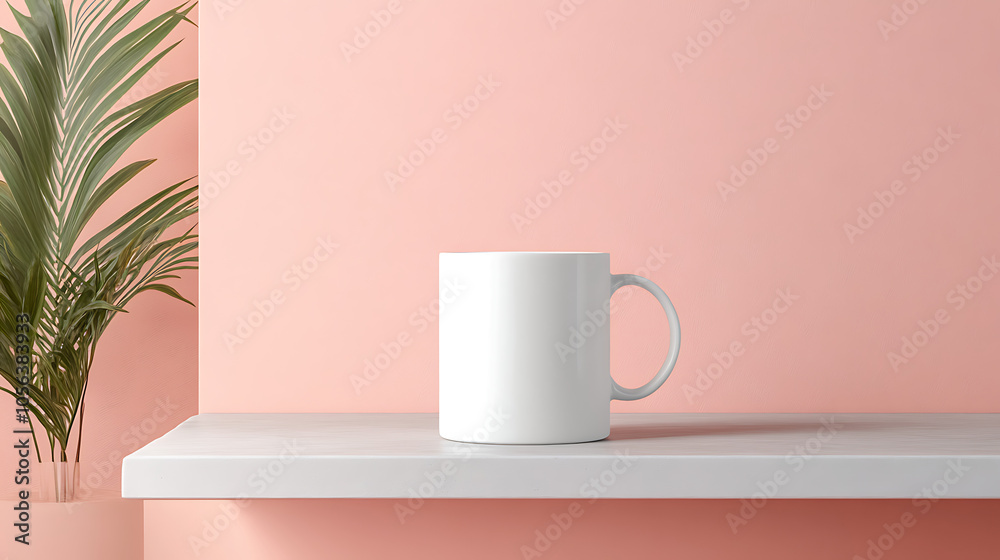 Clean Mockup of a White Mug on Pastel Background Clean Mockup of a White Mug on Pastel Background