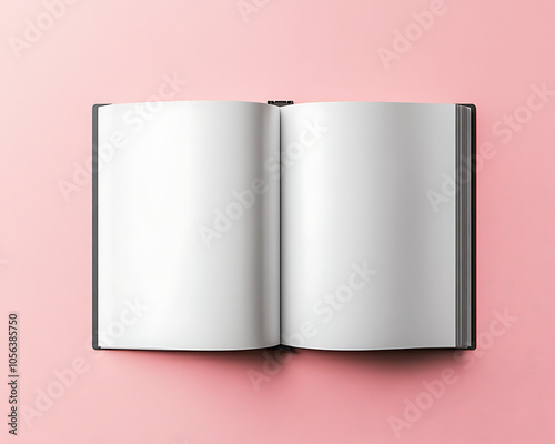 Open Blank Book on Pastel Background for Mockup Designs