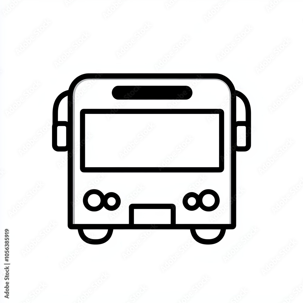 This simple black and white line icon features an electric bus, symbolizing eco-friendly urban transport solutions and modern public transit design This simple black and white line icon features an electric bus, symbolizing eco-friendly urban transport solutions and modern public transit design