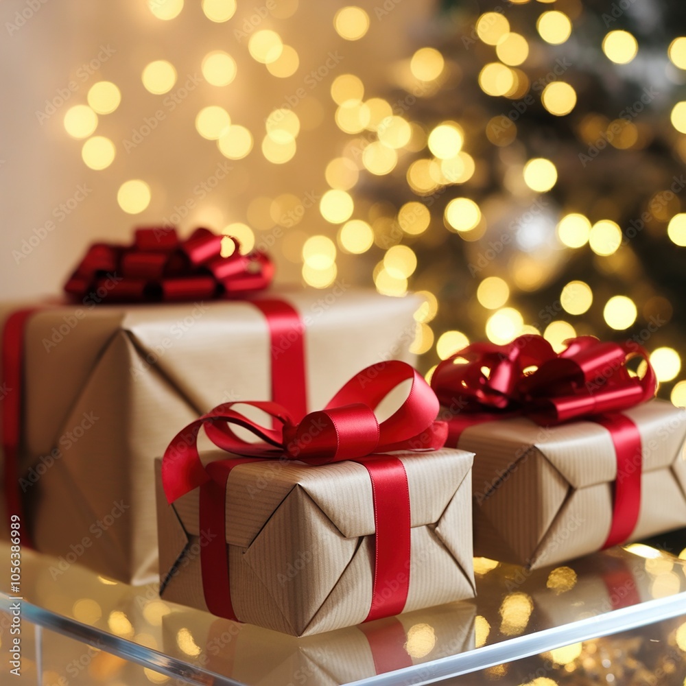 minimalist Christmas examples with golden lights in the background minimalist Christmas examples with golden lights in the background