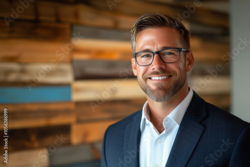 Confident Businessman Smiling, Ideal for Professional, Corporate, and Leadership Concepts