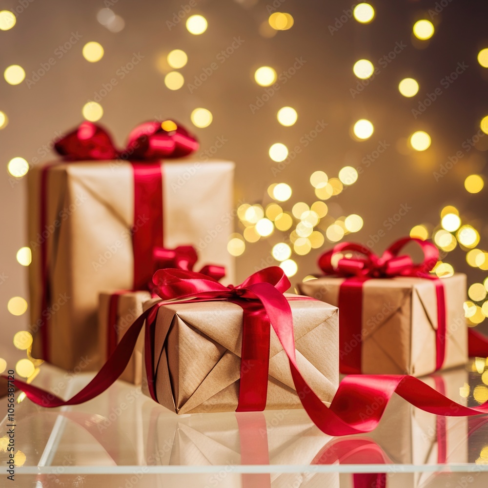 minimalist Christmas examples with golden lights in the background