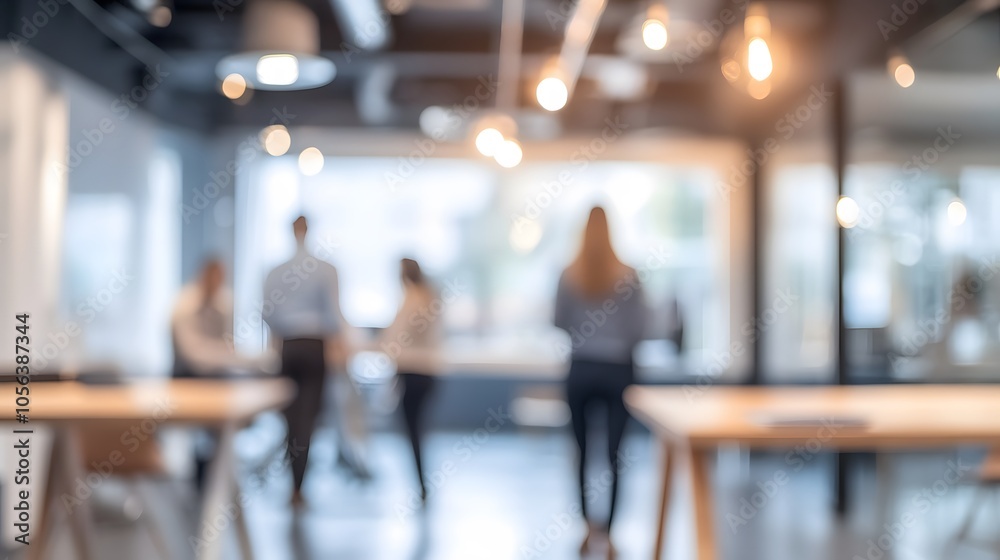 Blurred business people meeting in office interior with space for background or banner design. Blurred business people meeting in office interior with space for background or banner design.