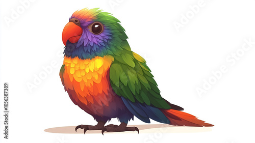 Colorful digital illustration of a vibrant parrot with a playful expression and vivid feathers photo