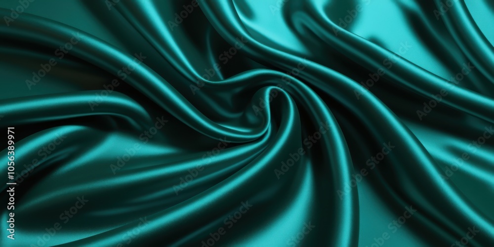 Luxurious teal satin fabric, flowing folds, shimmering texture, silky smooth surface, rich emerald green hues, elegant drapery, soft reflections, high-end textile, fashion background, opulent material Luxurious teal satin fabric, flowing folds, shimmering texture, silky smooth surface, rich emerald green hues, elegant drapery, soft reflections, high-end textile, fashion background, opulent material