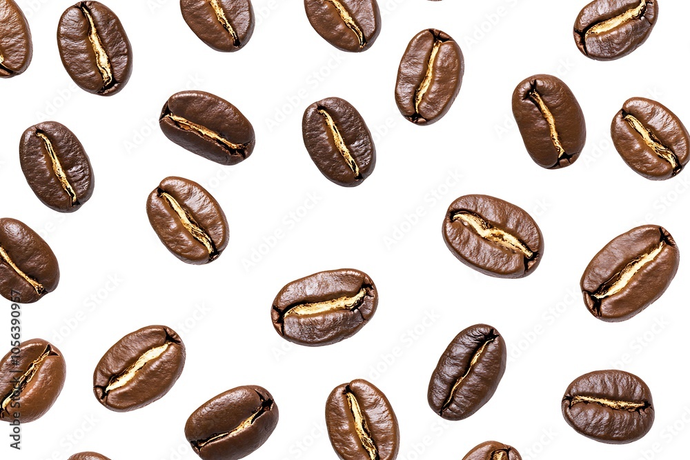 Coffee beans forming a pattern on a white background, creating an interesting texture for coffee lovers Coffee beans forming a pattern on a white background, creating an interesting texture for coffee lovers