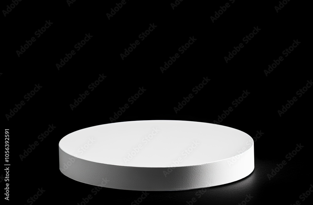 White round podium on dark background for product presentation, close up mockup with empty space, design element, high resolution photography.,generative ai White round podium on dark background for product presentation, close up mockup with empty space, design element, high resolution photography.,generative ai