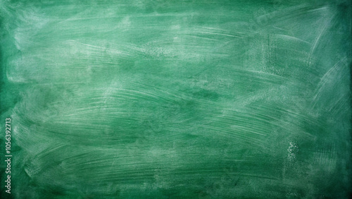 Empty green board isolated blank green chalkboard ready for learning and creativity. Textured chalkboard surface with traces of erased chalk.