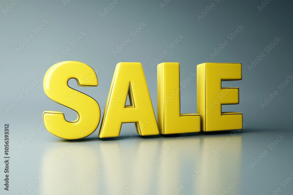 Bright yellow text spelling SALE stands out against soft gray background, creating eye catching visual perfect for promotions. This bold design conveys excitement and urgency Bright yellow text spelling SALE stands out against soft gray background, creating eye catching visual perfect for promotions. This bold design conveys excitement and urgency