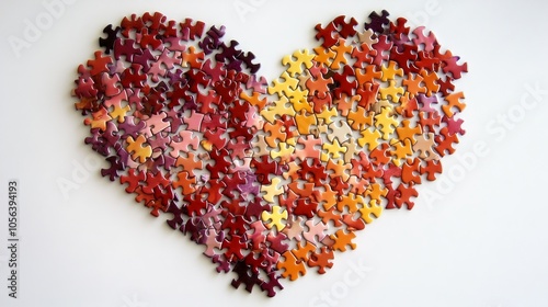 Vibrant Heart Made of Puzzle Pieces Symbolizing Hope