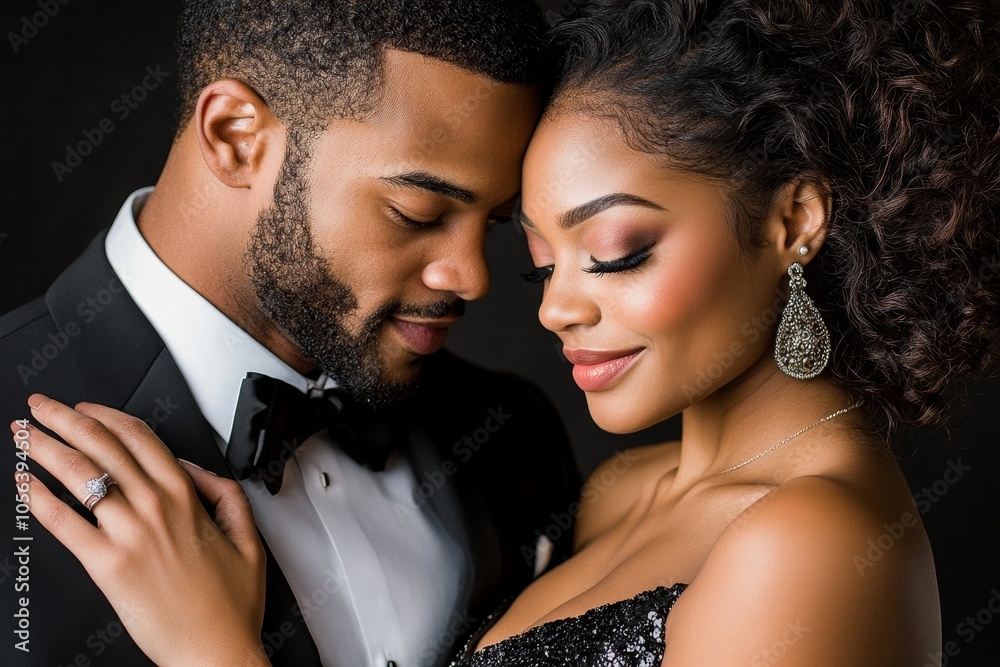 Close-up of a couple exchanging a deep glance with soft lighting, capturing the intensity and beauty of a strong mutual attraction, symbolizing intensity and warmth Close-up of a couple exchanging a deep glance with soft lighting, capturing the intensity and beauty of a strong mutual attraction, symbolizing intensity and warmth