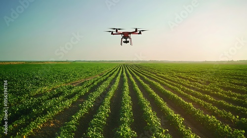 Drone Flying Over Green Field