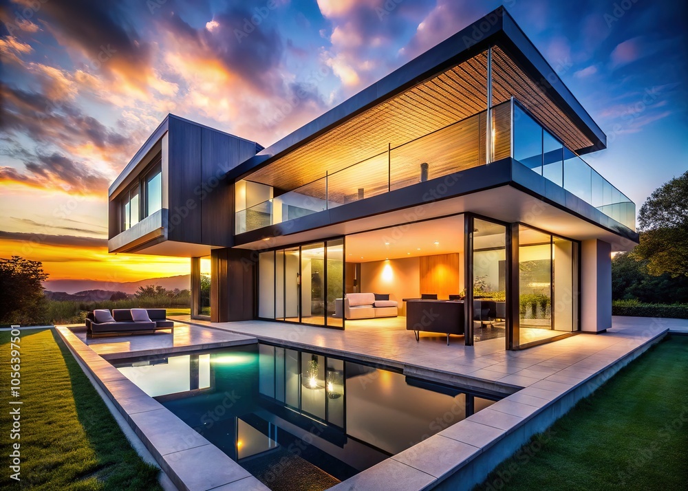 Minimalist Home Interior Silhouette Photography - Modern House Cross-Section Minimalist Home Interior Silhouette Photography - Modern House Cross-Section