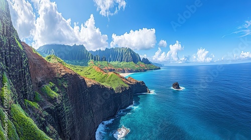 Scenic coastal landscape with cliffs and ocean view.