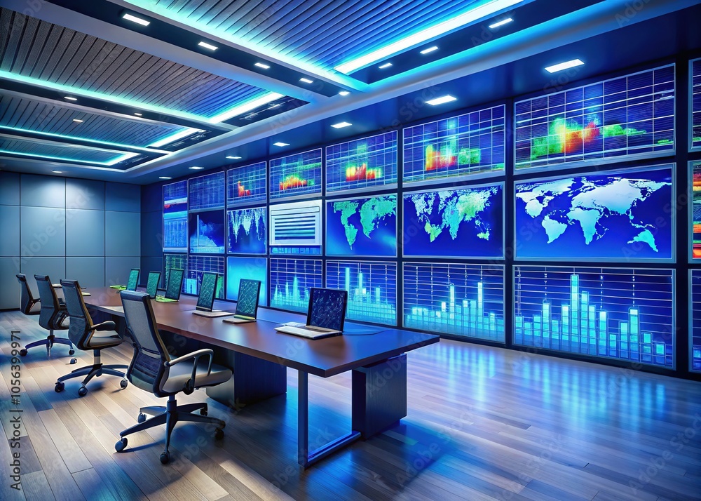 Panoramic Data Analytics Room - Wall-to-Wall Data Visualization Screens Panoramic Data Analytics Room - Wall-to-Wall Data Visualization Screens