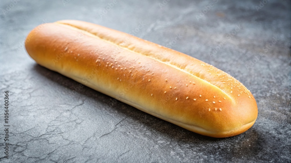 A single, golden-brown, sesame-seed topped, crusty roll rests on a textured surface, ready for a culinary masterpiece. A single, golden-brown, sesame-seed topped, crusty roll rests on a textured surface, ready for a culinary masterpiece.