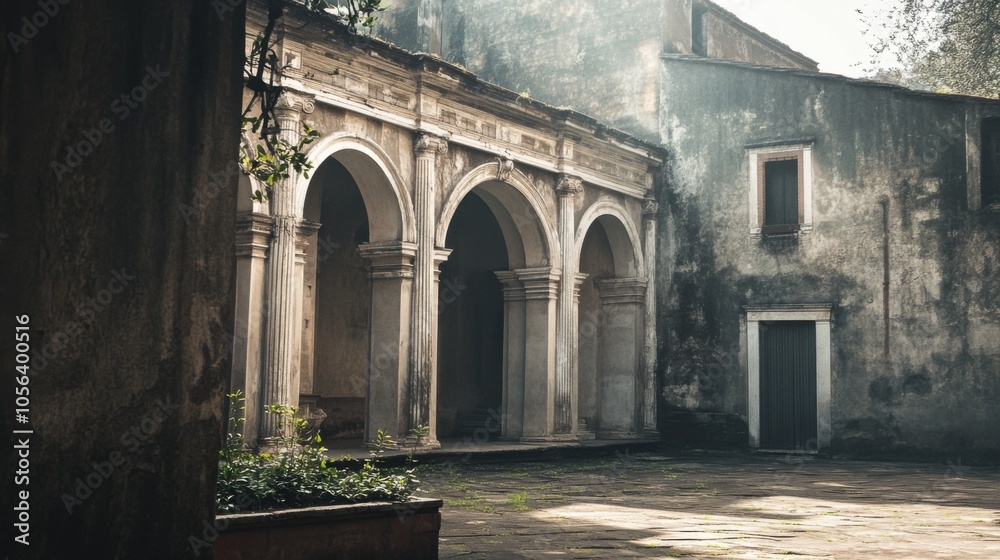 Naklejka premium Historical Building with Detailed Textures and Bright Lighting