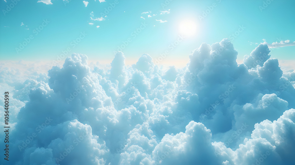 Beautiful White Clouds In A Blue Sky 3D Illustration Beautiful White Clouds In A Blue Sky 3D Illustration