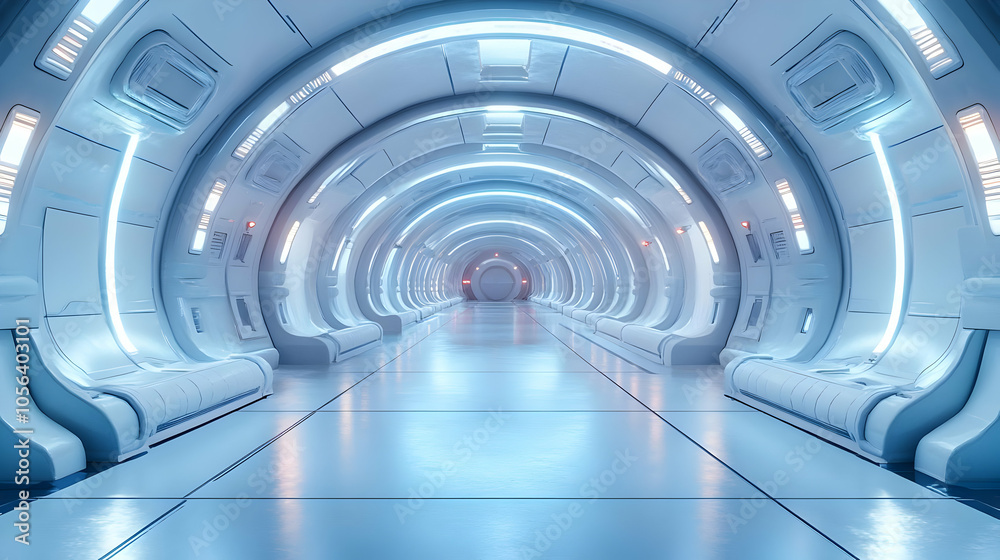 Futuristic White Corridor 3D Illustration Futuristic White Corridor 3D Illustration