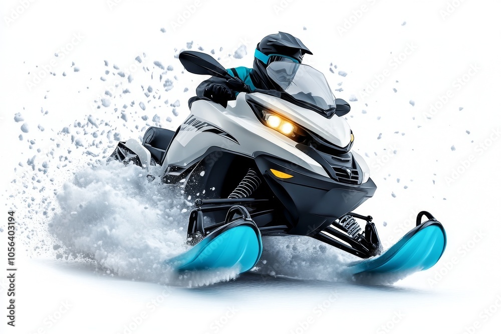 a 2D cartoon illustration of a snowmobile speeding through fresh snow exciting and wintery white background a 2D cartoon illustration of a snowmobile speeding through fresh snow exciting and wintery white background