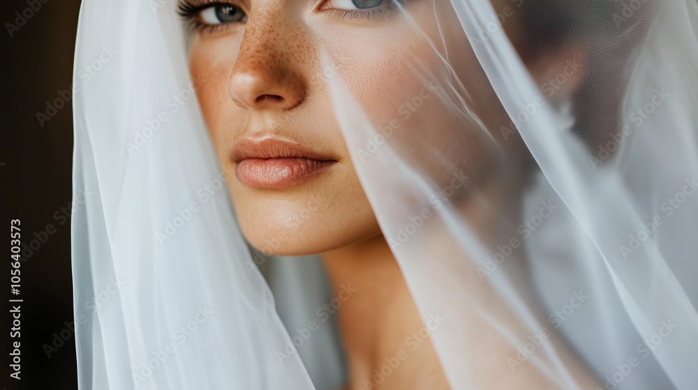 Bride's Face Partially Covered by Veil Bride's Face Partially Covered by Veil